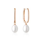 Cercei argint placati cu aur roz cu perle naturale albe si tortita DiAmanti SK20461GEL_W-G